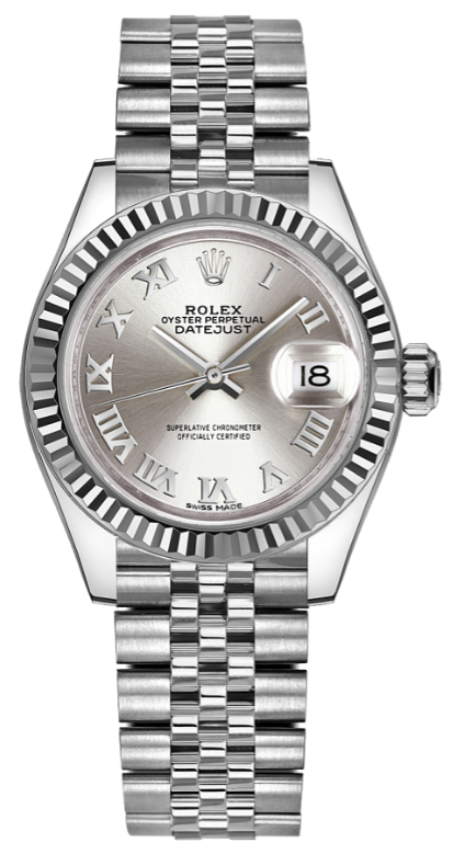 Rolex Lady-Datejust 28 Silver Roman Numeral Dial Women's Watch 279174-0007