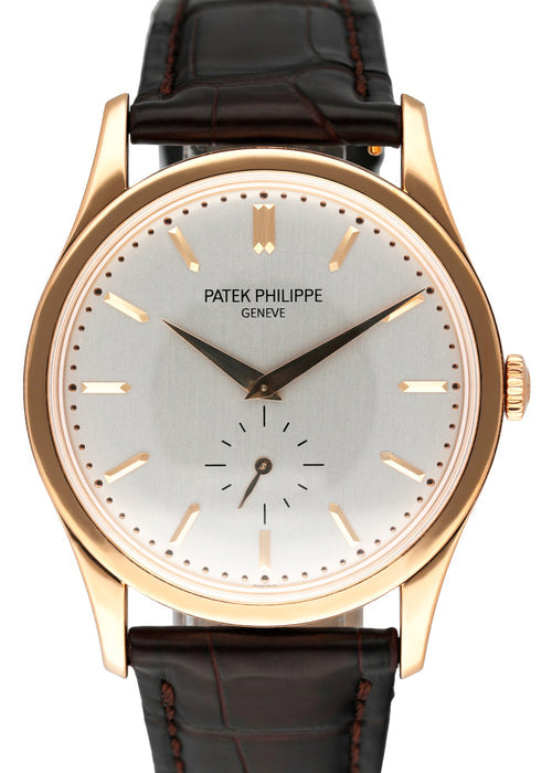 Patek Philippe Calatrava 5196R 18K Rose Gold Mens Watch With Papers