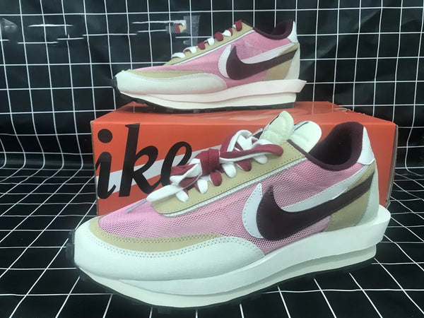 Sacai x Nike LVD Waffle Daybreak Swoosh Pink Gery White Red BV0073-500