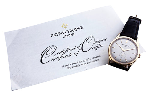 Patek Philippe Calatrava 5196R 18K Rose Gold Mens Watch With Papers