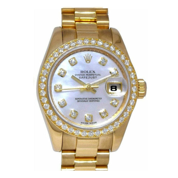 Datejust President 18k Yellow Gold MOP Diamond Ladies 26mm Watch