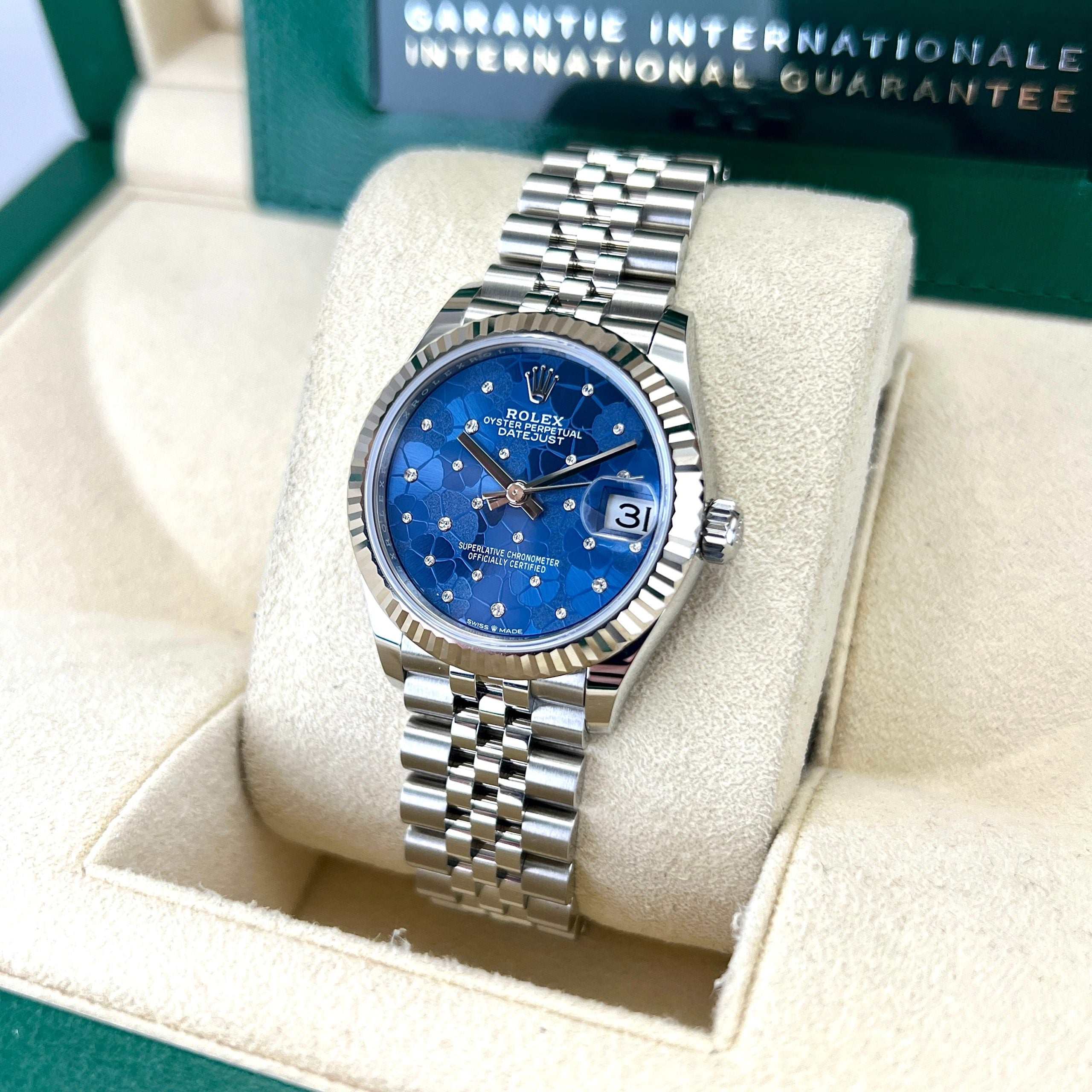 Datejust 31mm Midi 278274 (Blue Floral Motif Scattered Diamond Dial)