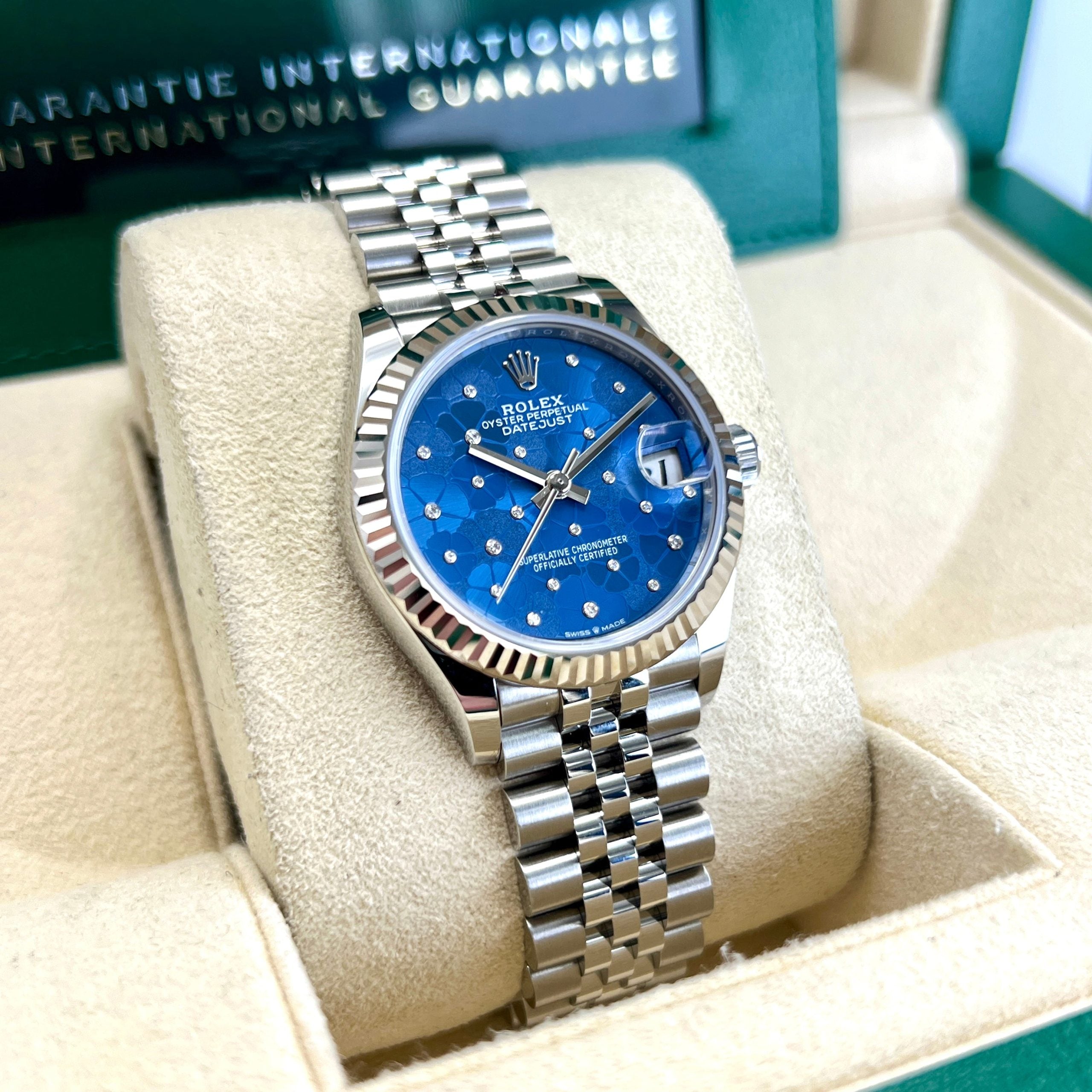 Datejust 31mm Midi 278274 (Blue Floral Motif Scattered Diamond Dial)