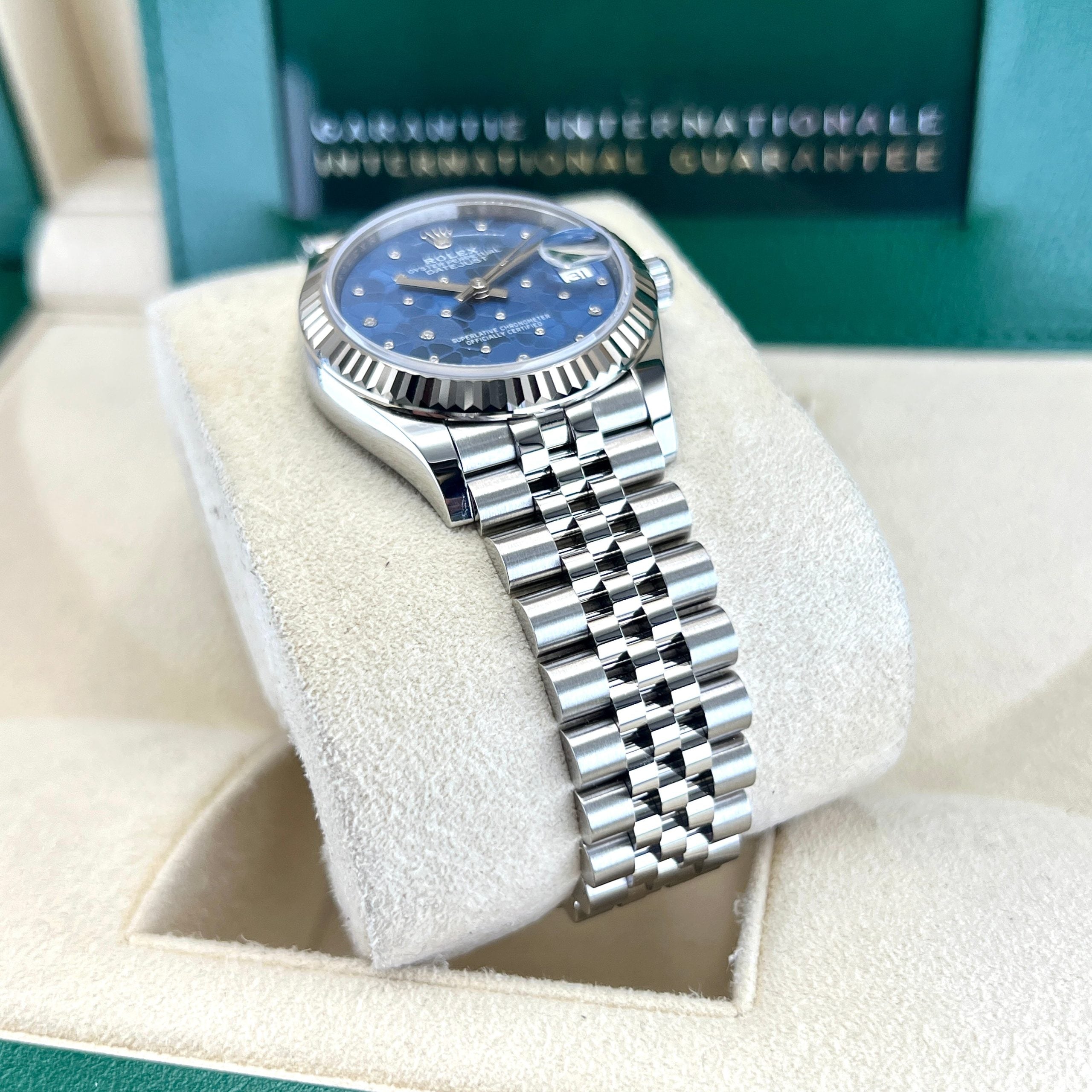 Datejust 31mm Midi 278274 (Blue Floral Motif Scattered Diamond Dial)