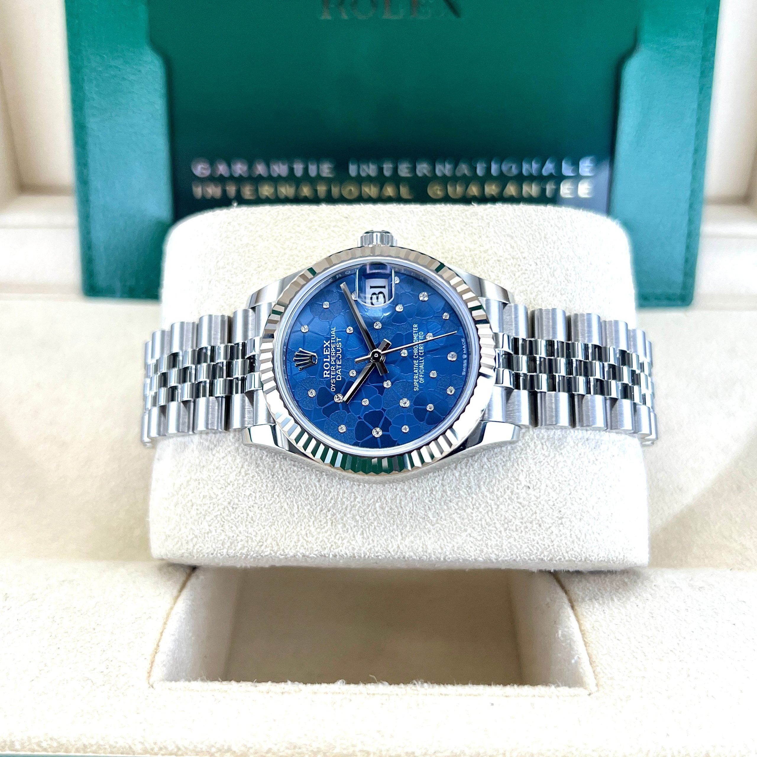 Datejust 31mm Midi 278274 (Blue Floral Motif Scattered Diamond Dial)