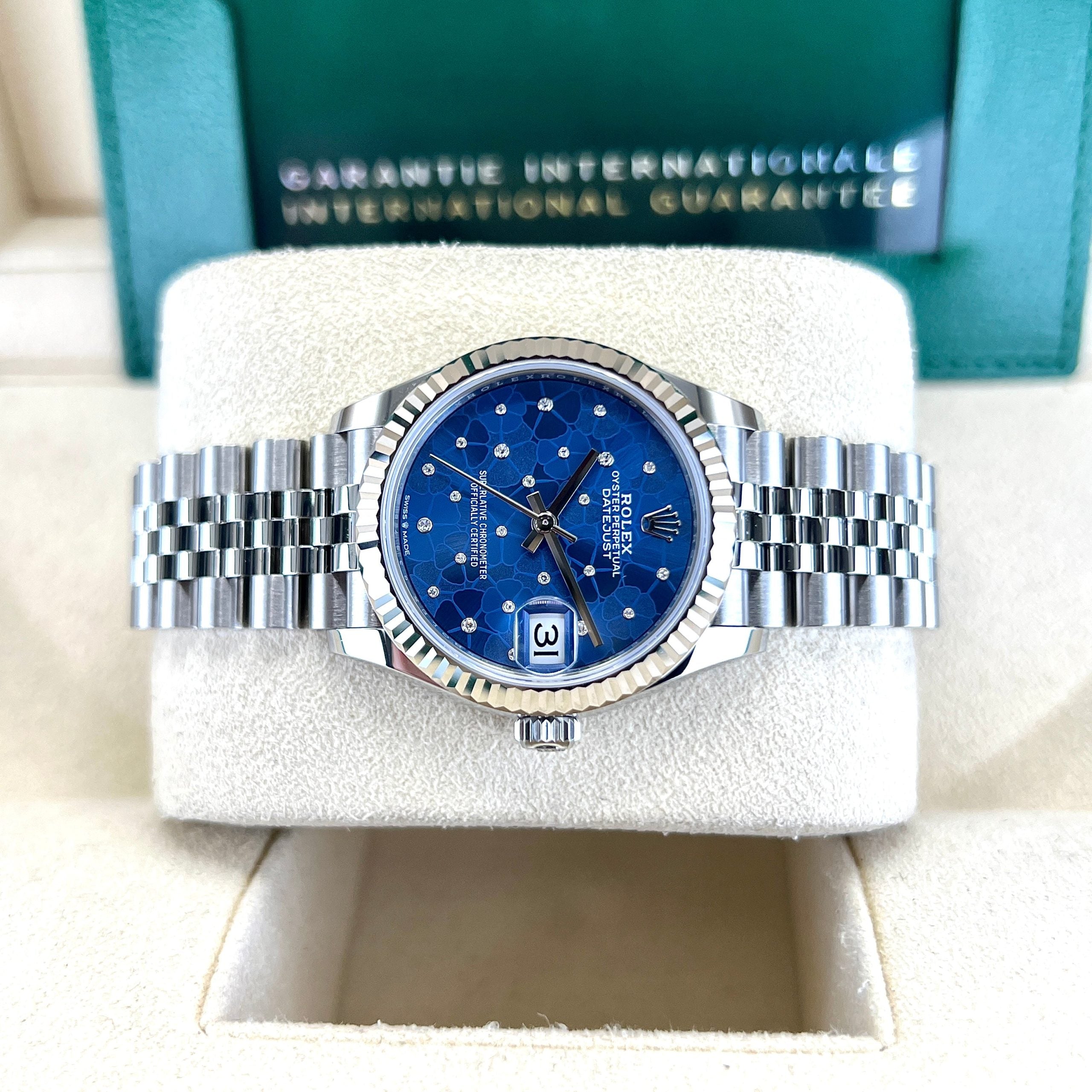 Datejust 31mm Midi 278274 (Blue Floral Motif Scattered Diamond Dial)