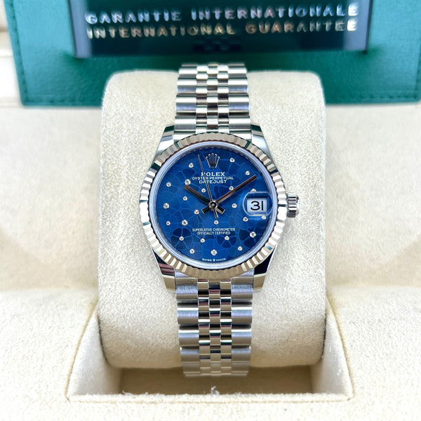 Datejust 31mm Midi 278274 (Blue Floral Motif Scattered Diamond Dial)