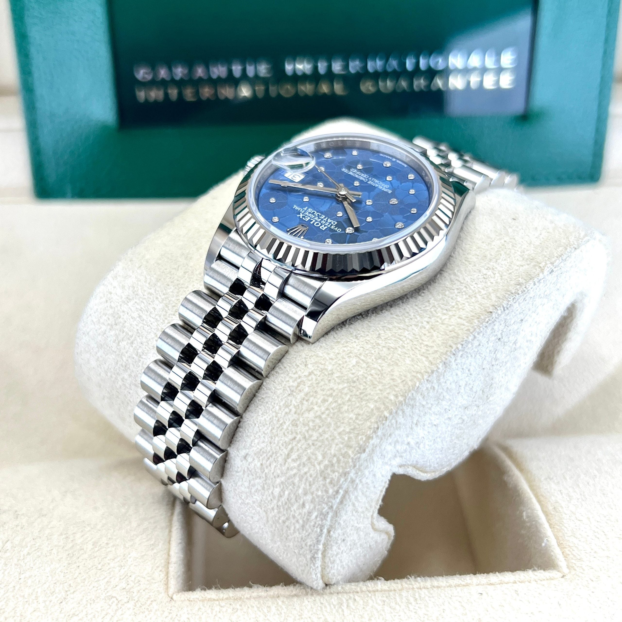 Datejust 31mm Midi 278274 (Blue Floral Motif Scattered Diamond Dial)