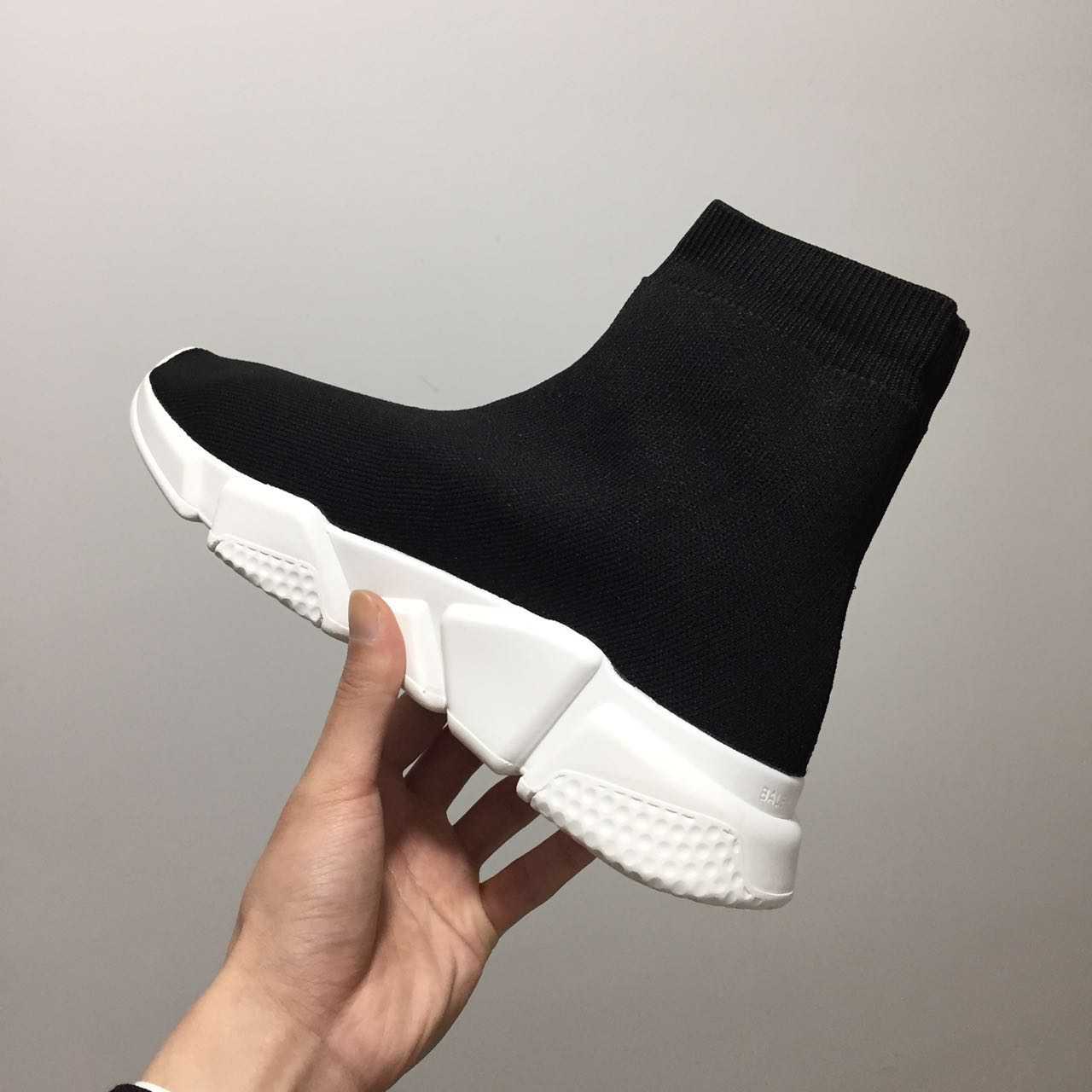 Balenciaga Speed Trainer Burgundy Sneakers Black white 455875