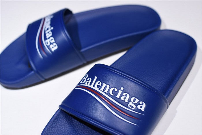 Balenciaga Logo leather slip-on sandals blue 500578 WAM00 4045