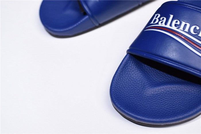 Balenciaga Logo leather slip-on sandals blue 500578 WAM00 4045