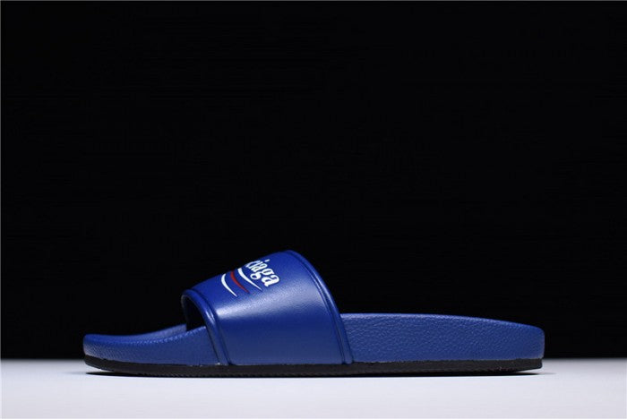 Balenciaga Logo leather slip-on sandals blue 500578 WAM00 4045