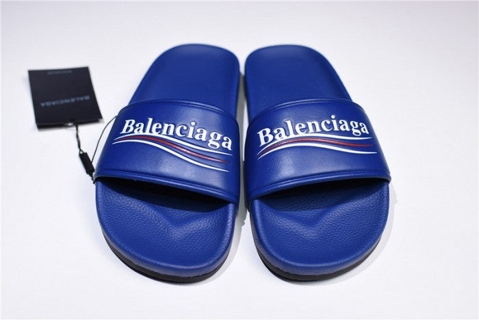 Balenciaga Logo leather slip-on sandals blue 500578 WAM00 4045