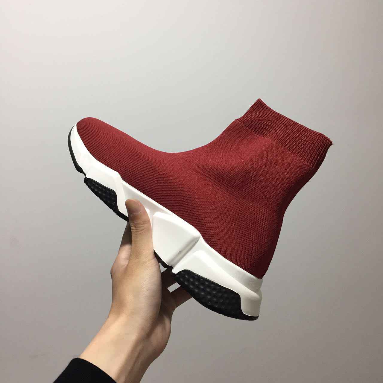 Balenciaga Speed Trainer Burgundy Sneakers red white 453546